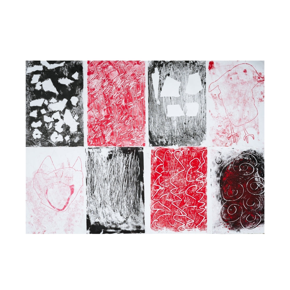 152 Phillip Fullinfaw, Belinda Wallace, Paula Tardiff, Louise Taffs, Claudia Baker - Untitled -  Monotype prints with acrylic on paper