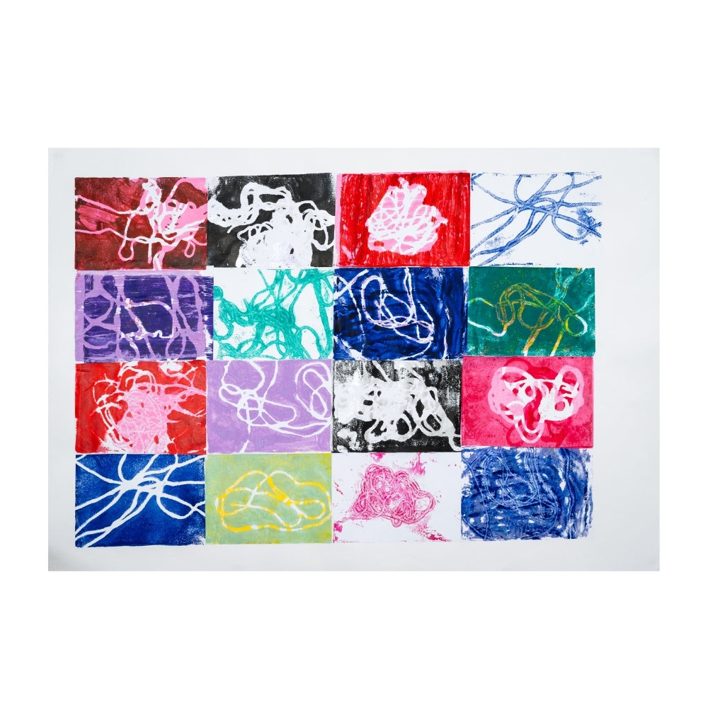 156 Materials of the world - Spaghetti in Italy -  Gelli plate prints with acrylic on paper