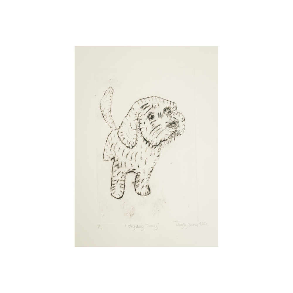 186 Hayley James - My dog Indy - Drypoint Etching